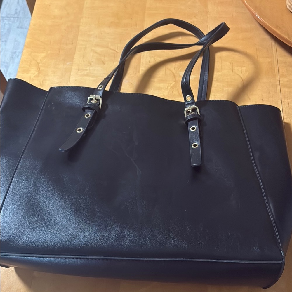 Big Buddha Elegant Black Leather Tote Bag - Picture 3 of 7